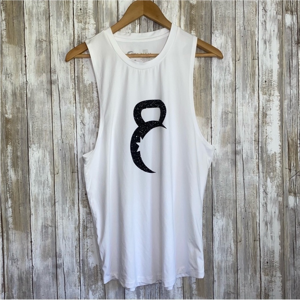 ZYIA White Muscle Tee with Black Kettlebell Graphic - Picture 2 of 7